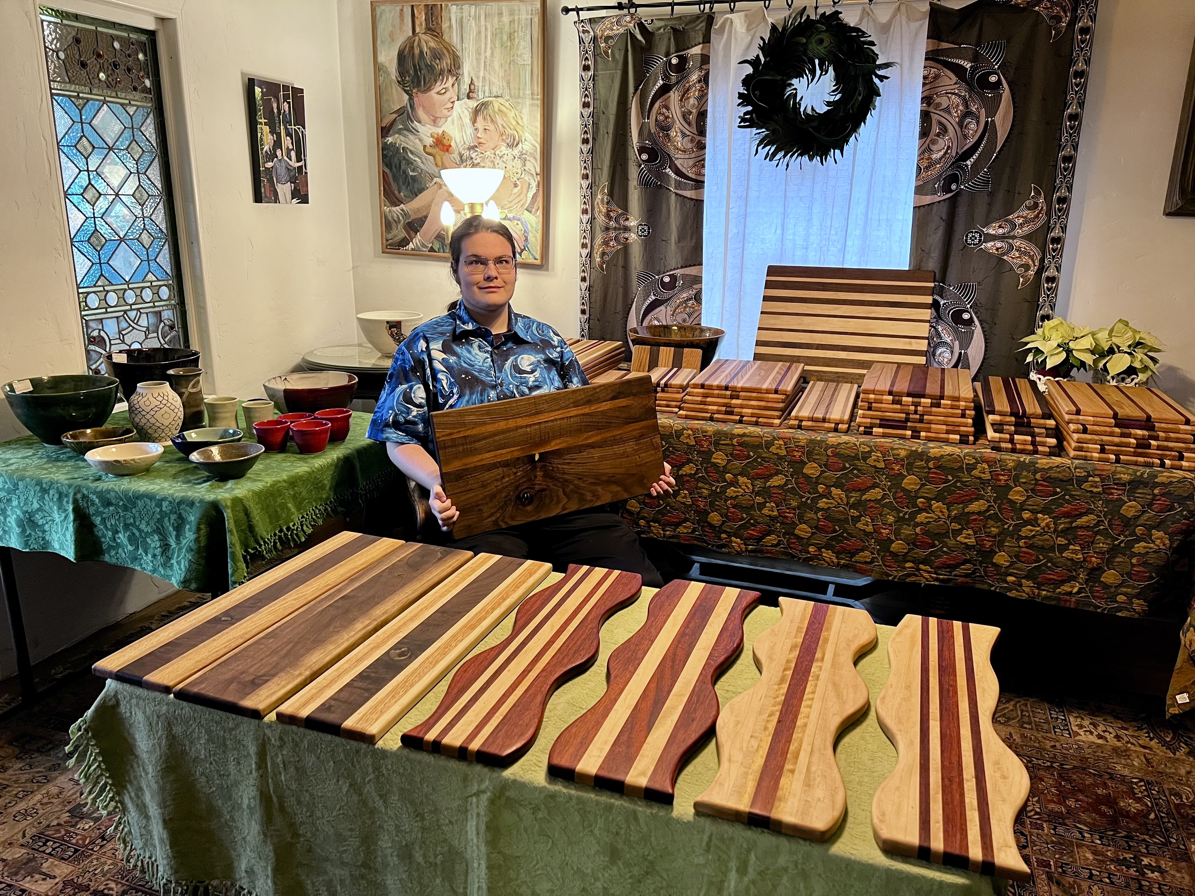 Paul D Goodman selling fine hardwood art, 5 Dec 2021